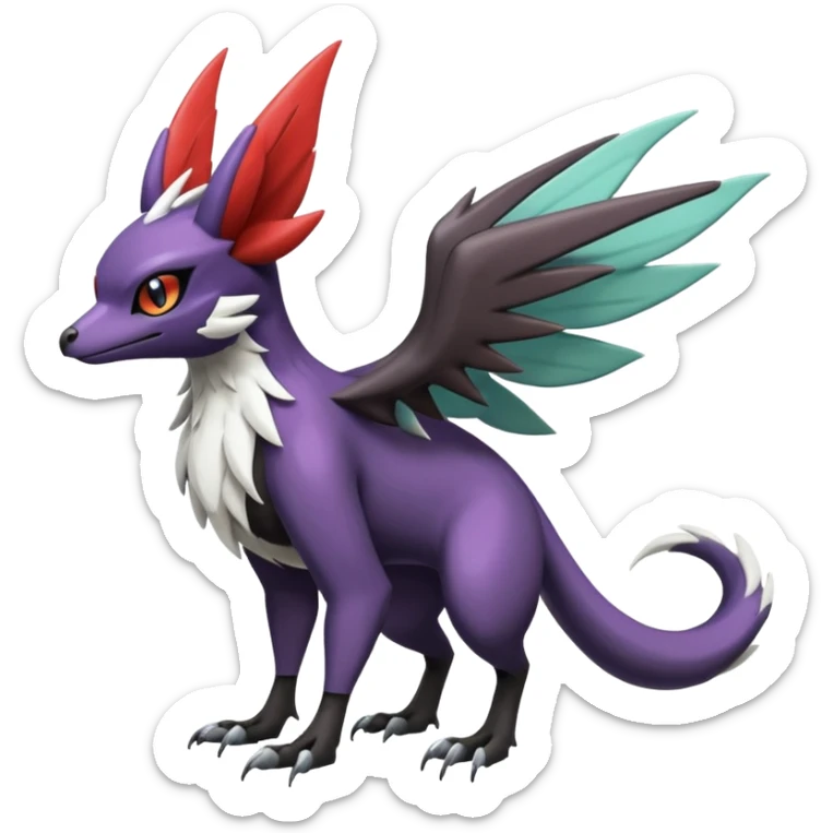 Shiny Noibat-Noivern-Mightyena-Silvally-Fakémon-hybrid-creature (full body)  sticker