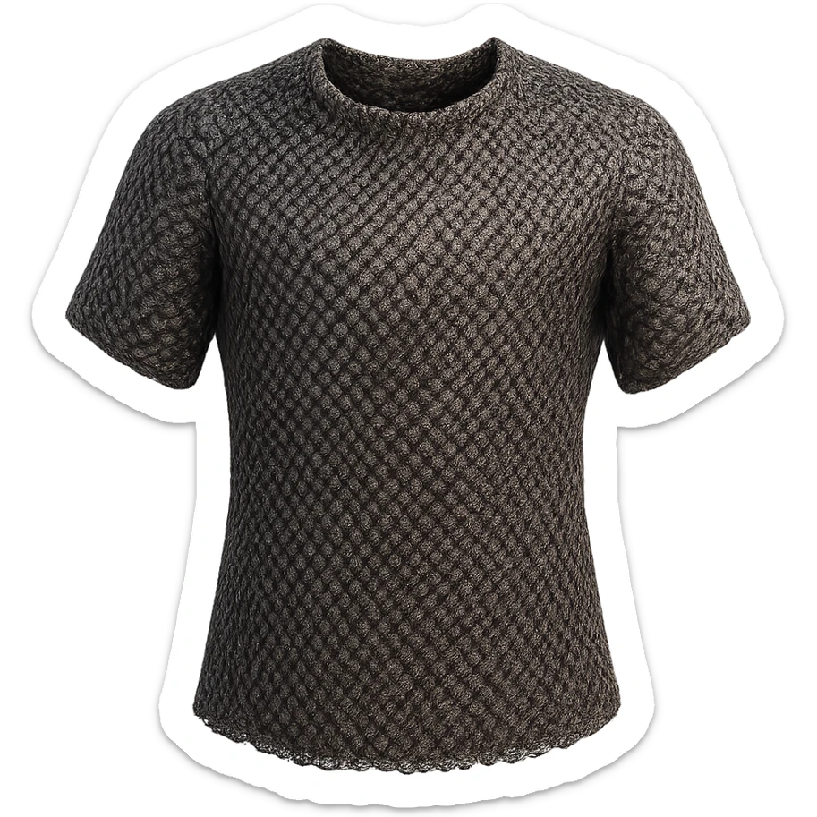 highly detailed realistic metallic chainmail body armour shirt inspired by RuneScape chainbody, no plate or extra armor, just the chainmail shirt sticker
