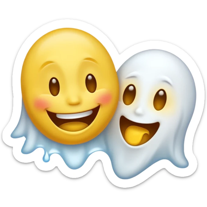 Emojis qui rigole fusionné avec l’emojis fantôme 👻 sticker