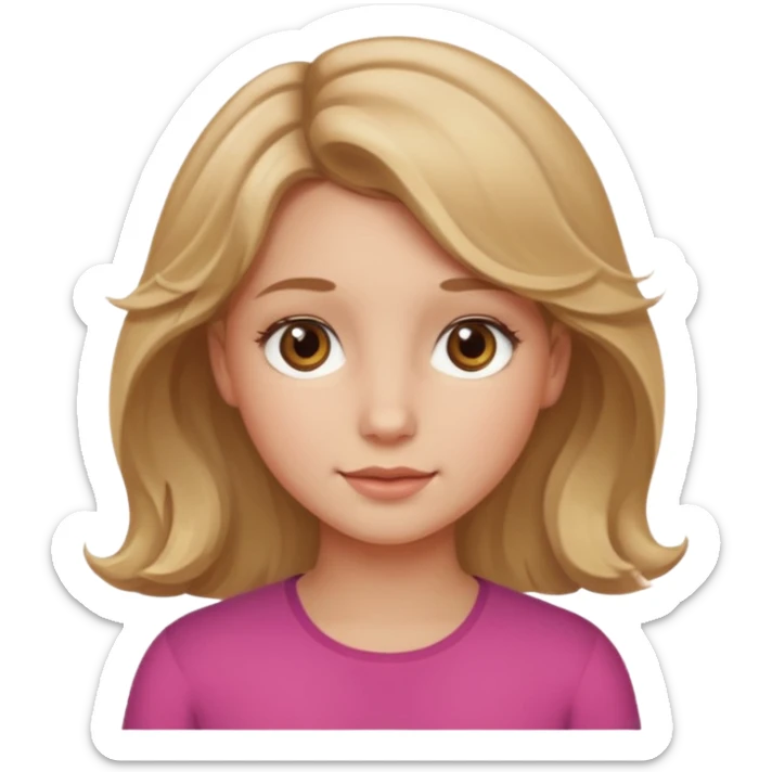 Can you make her more browny blonde with a slight curl in her hair with rosy cheeks sticker