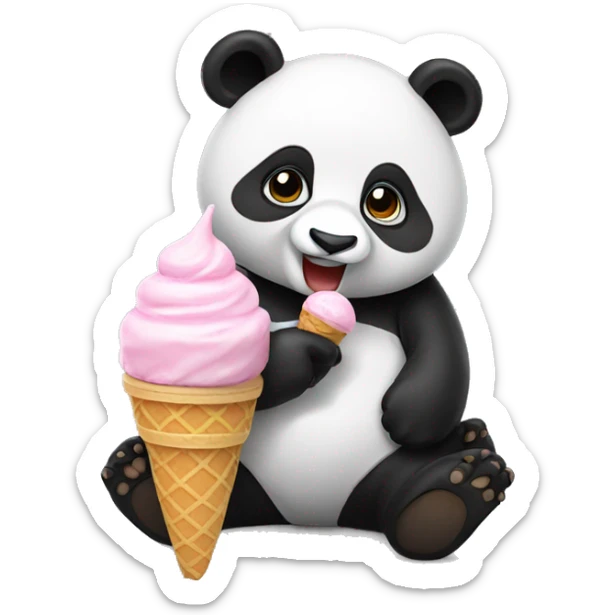 Panda eating ice cream sticker