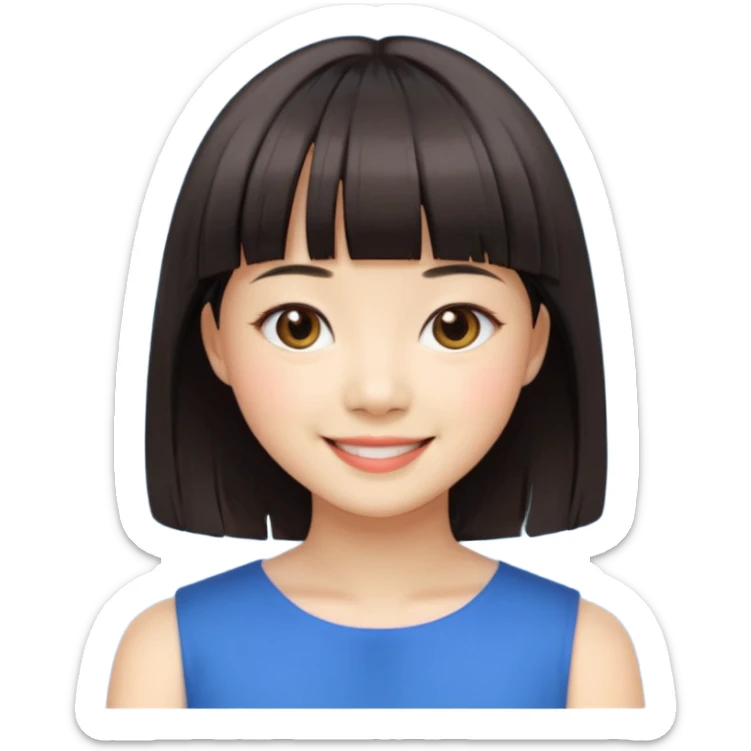 asian girl blunt fringe shoulder length hair sticker