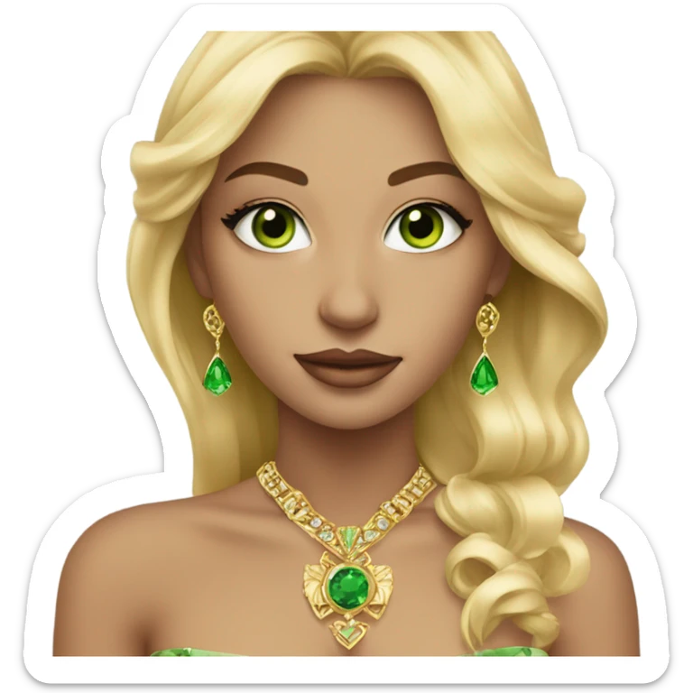 gorgeous blonde girl green eyes gold jewlery sticker