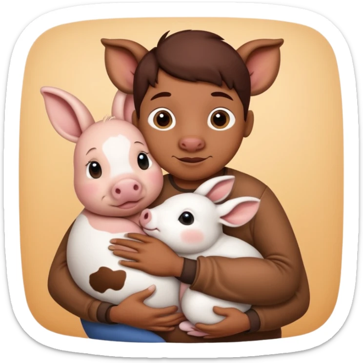 Home of rat, pig as parent hugging  cow, rabbit baby sticker