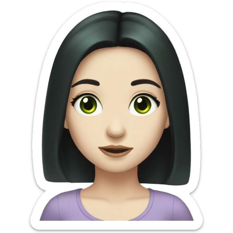 Girl with pale skin and black hair and green eyes sticker