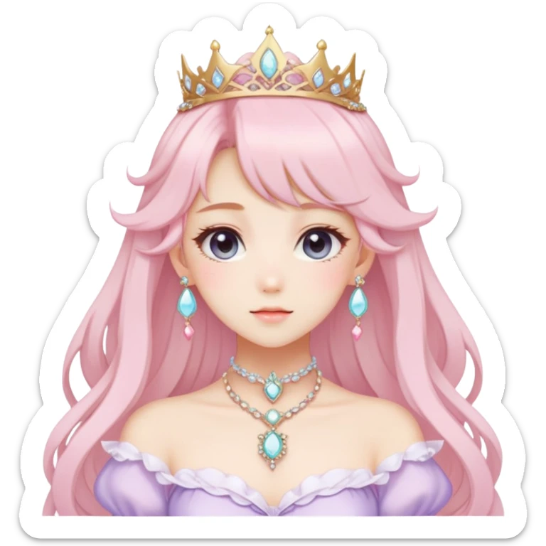 Gorgeous beautiful pretty anime princess lady, accessories, jewelries, pastelcore, cottagecore, fairycore, elegant sticker