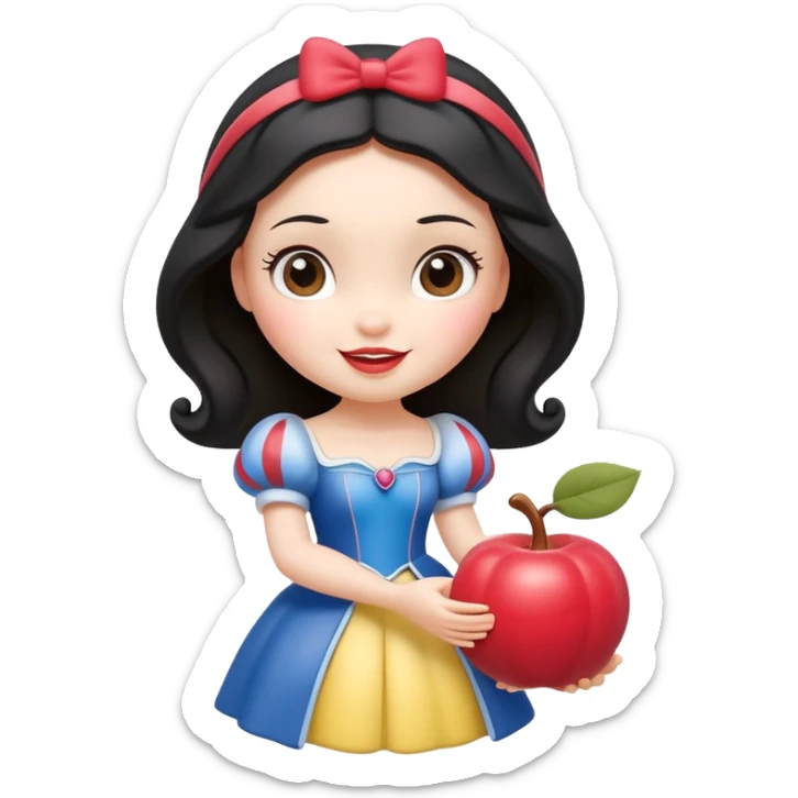 Isolated, detaile illustration of the most incredibly adorable modern style, disney snow white
figurine imaginable, toy style. sticker