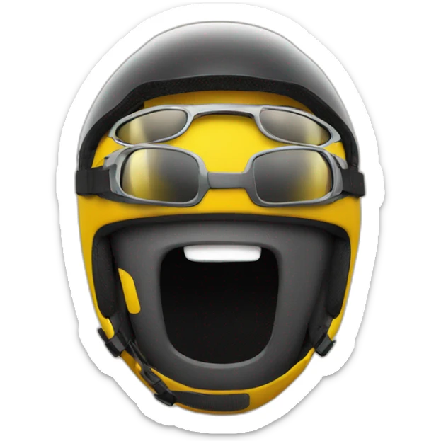 Grinning yellow emoji with professional biking helmet and sports shades (Not riding a bike) sticker