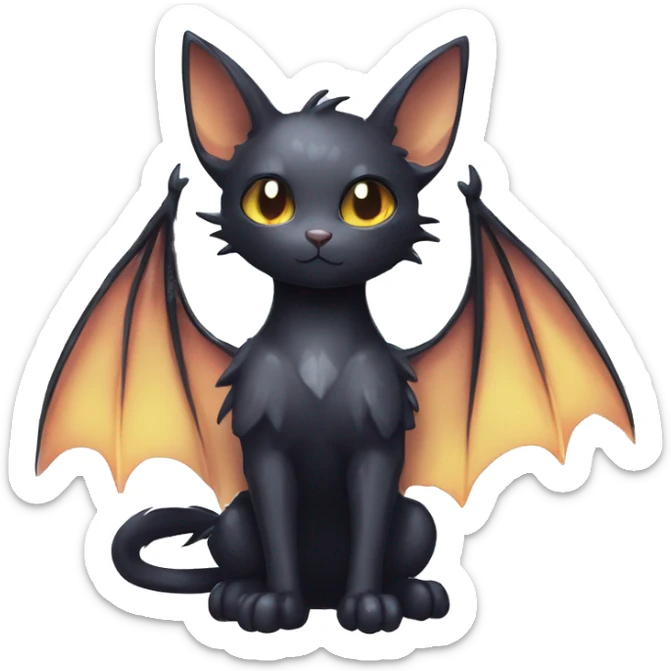 Shiny Shy Cool Black beautiful fantasy Kawaii Ethereal Sona Fakemon-bat-cat-animal Full Body sticker