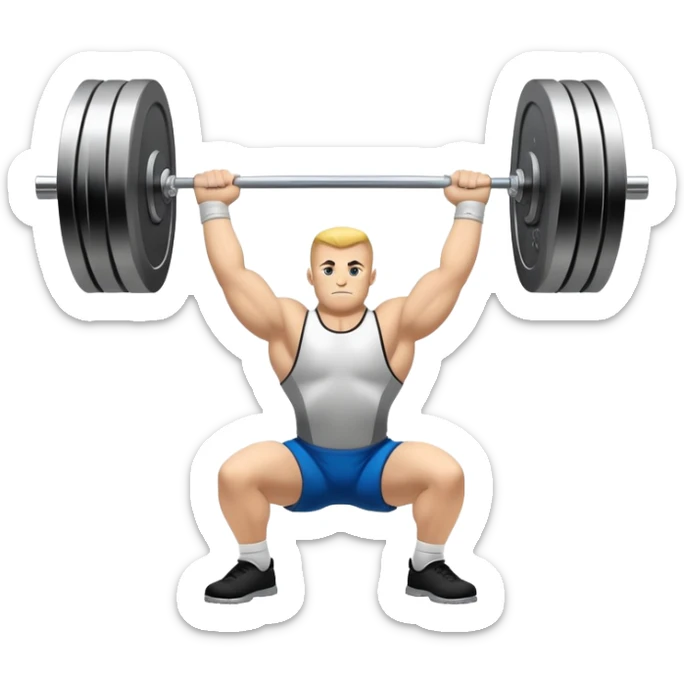 Iconic emblem of powerlifting, featuring a heavy barbell with weights on each side. The barbell is positioned in a dynamic way, emphasizing the power and intensity of the sport. The emblem is bold and sleek, conveying the essence of professional powerlifting.  sticker