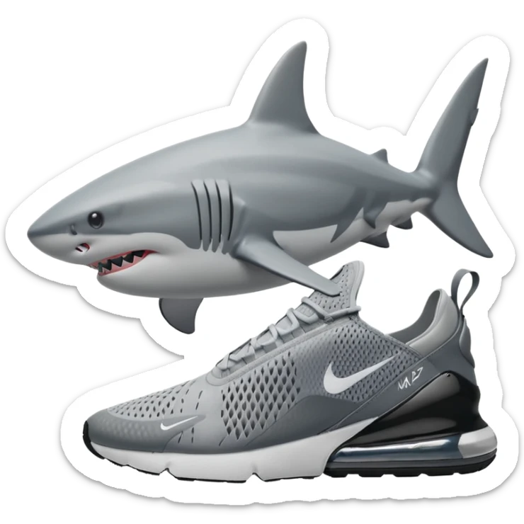 Shark with 3 legs 2 in the front and 1 in the back, wearing Nike air max 270’s sticker