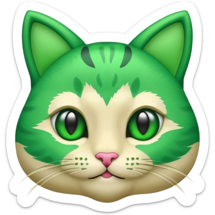cute cat face with green money symbols for eyes, vibrant emoji style, referencing cash eyes emoji sticker