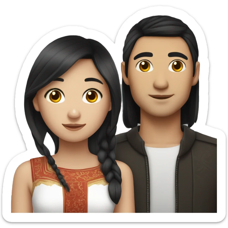 a couple of an Asian girl and a Slavic guy with black hair sticker