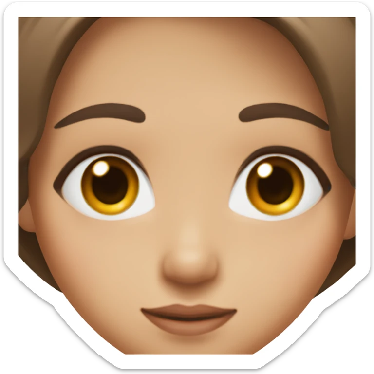Girl with brown eyes, straight long brown hair, and peach skin with long eyelashes sticker