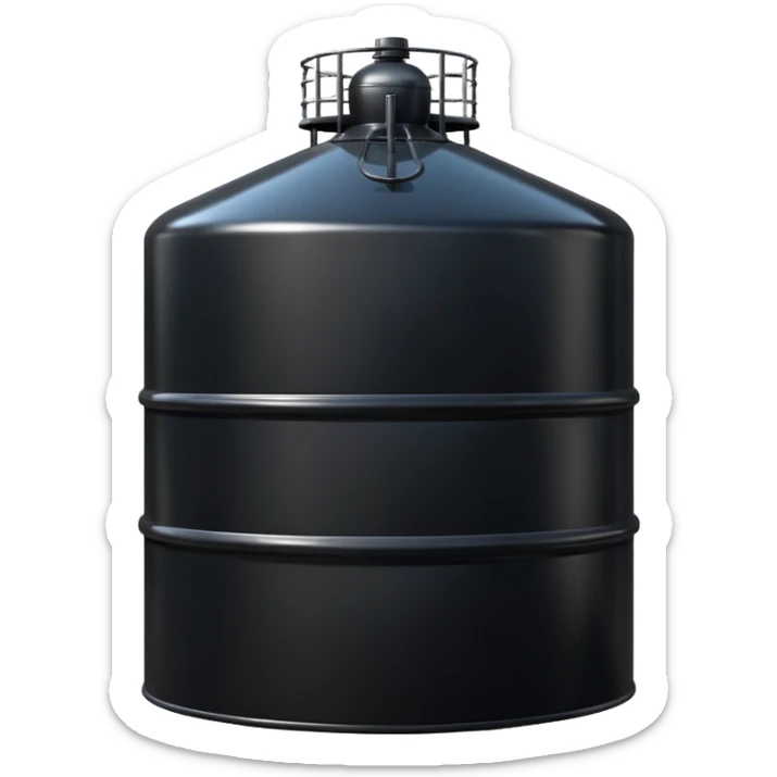 generate a beautiful big black oil storage tank. realistic and cinematic. glossy. 4 different options sticker