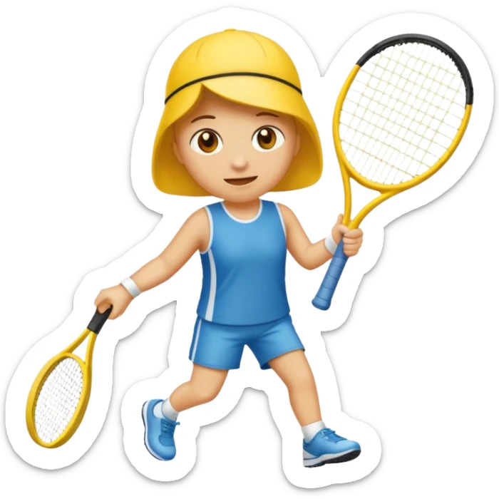 maak en emoji die moe is door het sporten het heeft een tennis band op zijn hoofd en hij is super moe die ook zweet druppels heeft  sticker