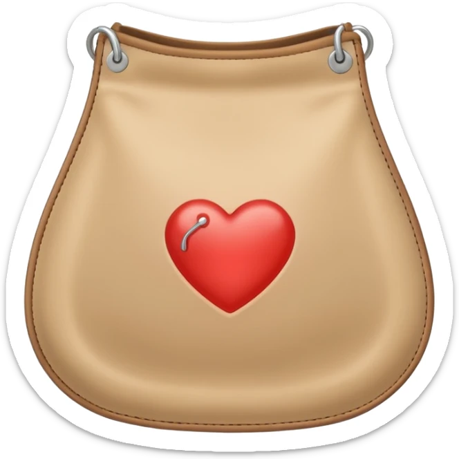 an medical ostomy bag in beige with a little heart sticker