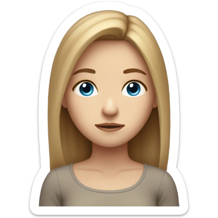 beautiful sad girl fair skin blue eyes light brown hair sticker