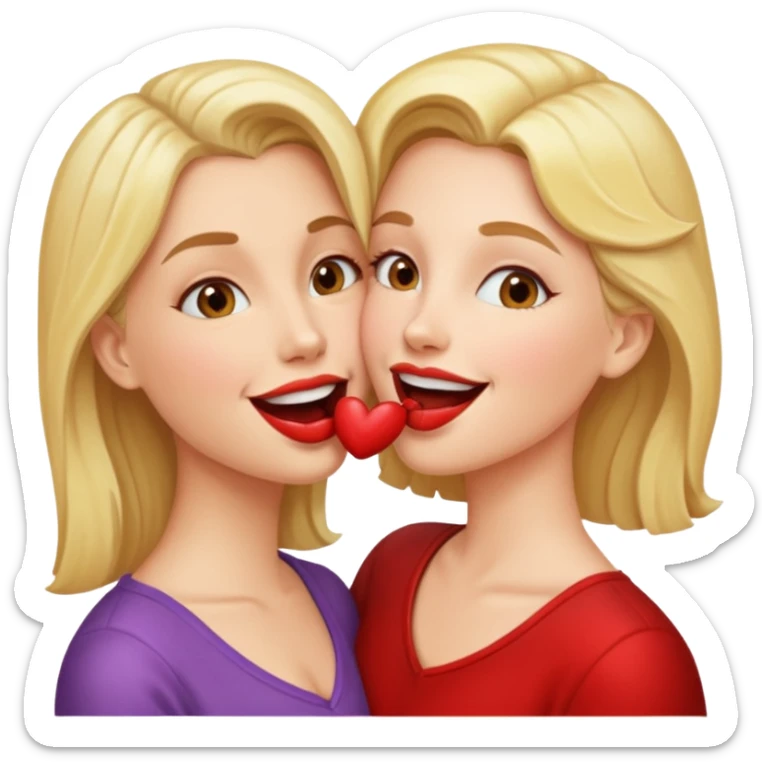 woman kissing another woman on the mouth sticker
