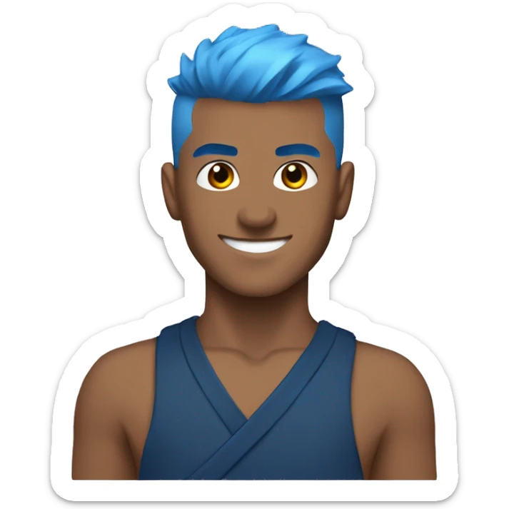 ninja tyler blevins with blue hair and low taper fade haircut sticker
