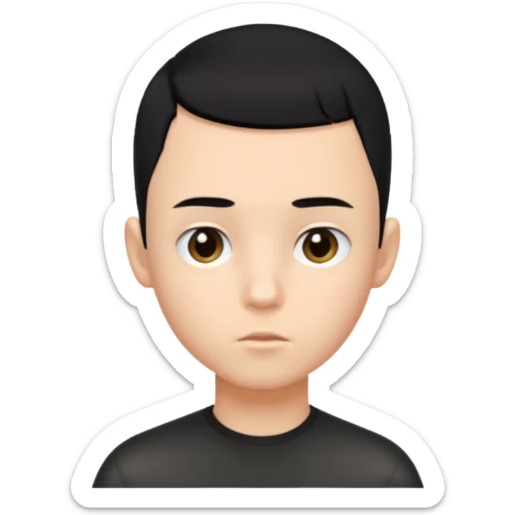 create a long buzz haircut boy that has black hair hair need to go on forhead and it cant be flat little fringe sticker