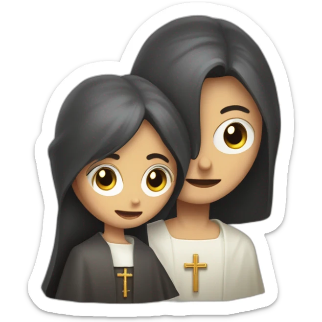 mujer y sacerdote con crucifijo película el exorcista sticker