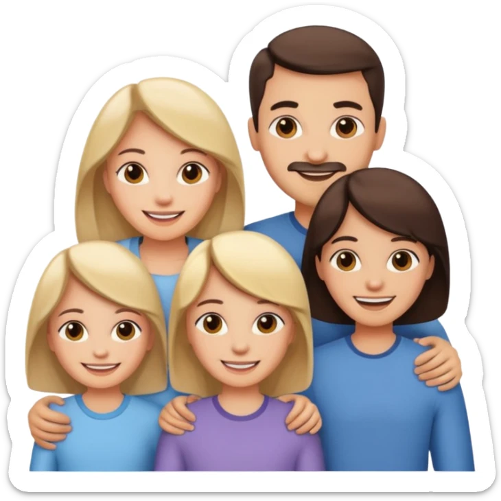 Happy family of 5: mom, dad, sisters and brother sticker