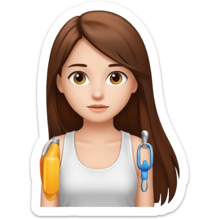 a pretty bratz fair girl with long straight hair with a white tank top sticker