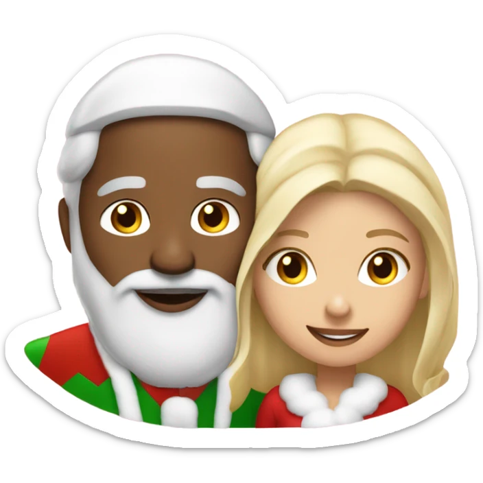 Indian man and blonde hair girl playing Mr & Mrs Claus  sticker