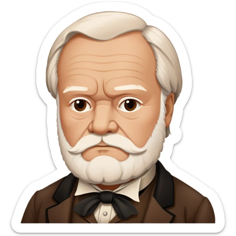 Cinematic Realistic portrait of Victor Hugo, shown as an iconic writer with intense, thoughtful eyes and richly detailed 19th‑century attire, rendered in warm, literary lighting that captures his creative spirit sticker