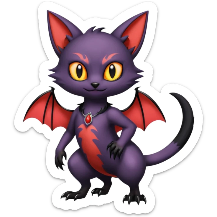 Vampiric Batty Noibat-Litten-Torracat-Lykoi-hybrid-fusion (full body) sticker