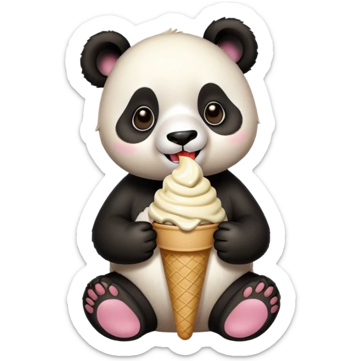 Panda eating ice cream sticker