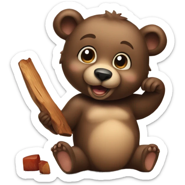 A playful and brazen baby bear.
Bringing wood and liking meat.
My hobbies are disturbing my grandfather, dancing while listening to music, and holding a surprise event. sticker