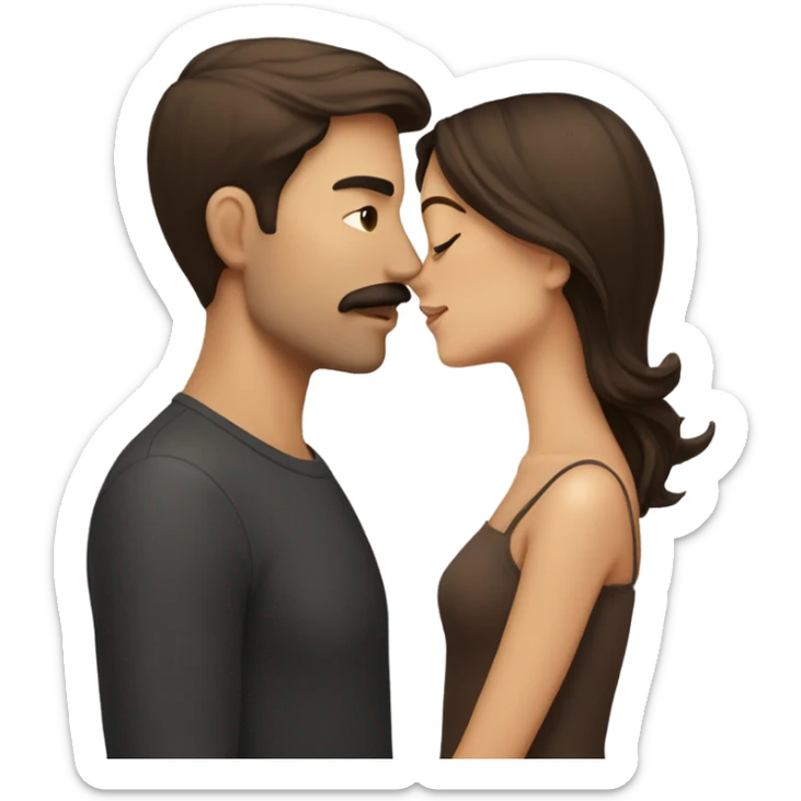 Man with brown hair and mustache kissed beautiful girl with dark brown hair  sticker
