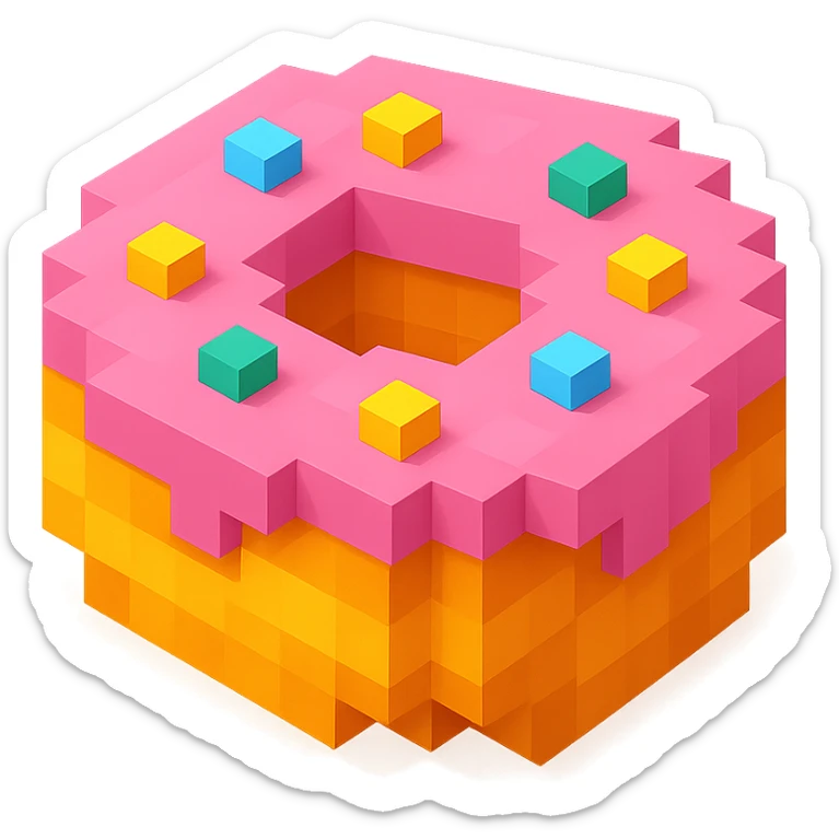donut in voxel style sticker