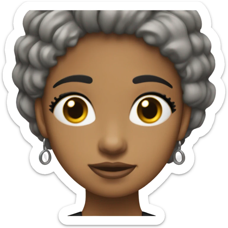 Chica con pelo negro, morena, ojos negros, pelo algo corto y liso  sticker