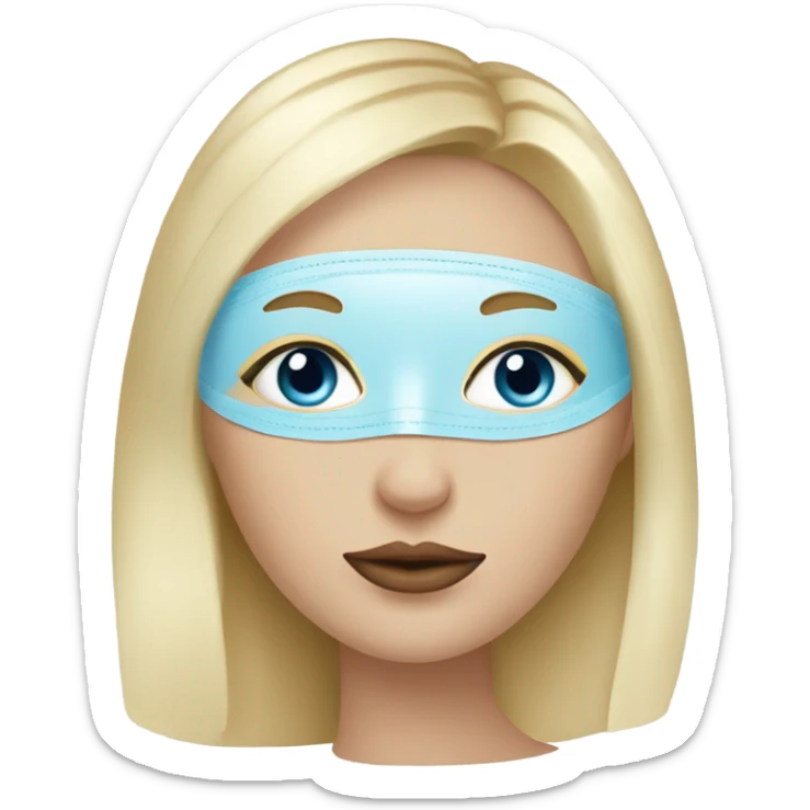 Blonde hair girl with blue eyes and big lips in a face mask relaxing  sticker