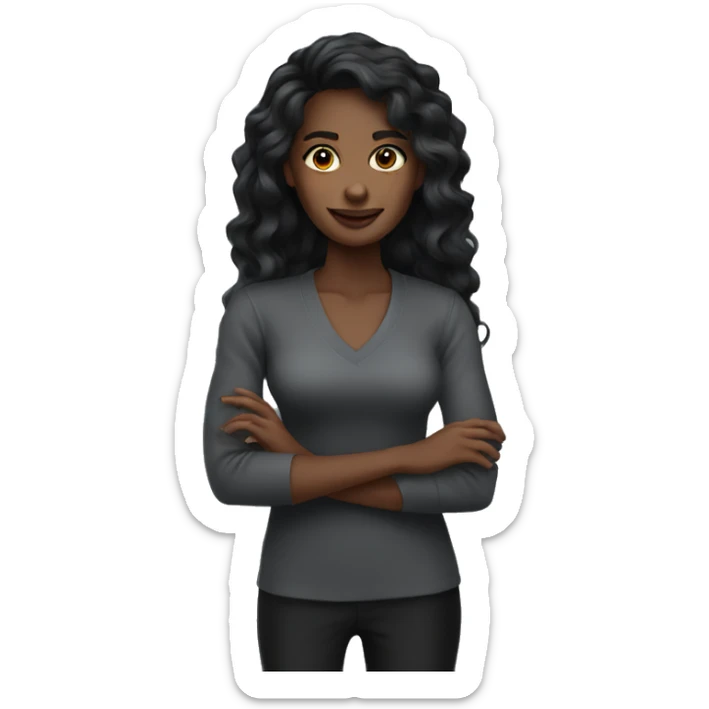 Dark Female long black wavy sticker