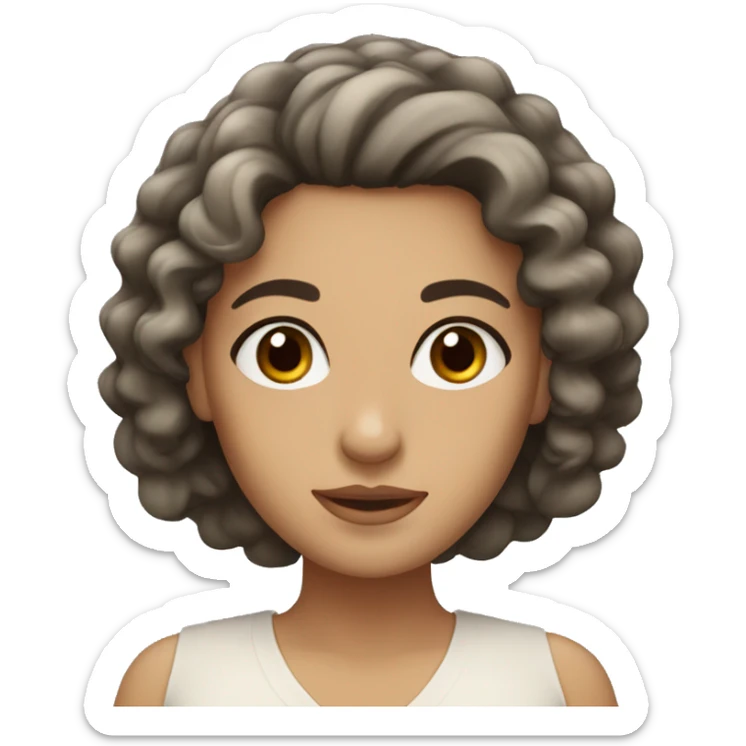 Greek woman with black curly hair and brown eyes sticker
