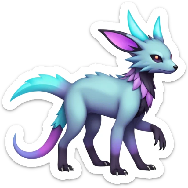 cool colorful dark pastel edgy fantasy animal hybrid Fakemon full body sticker