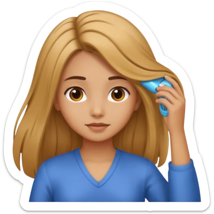 girl taking care of her hair sticker
