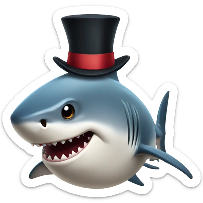 Shark with a top hat sticker