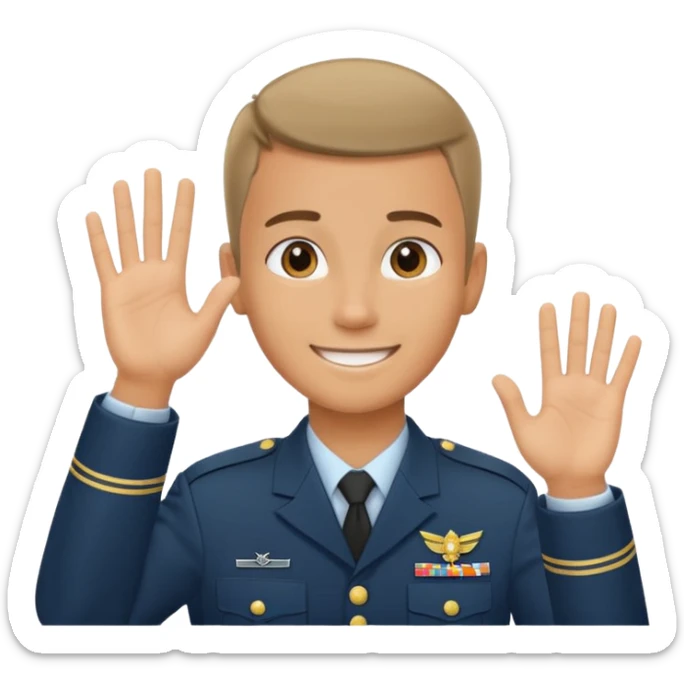 joven trigueno corte militar sonrisa bonita mano arriba sticker