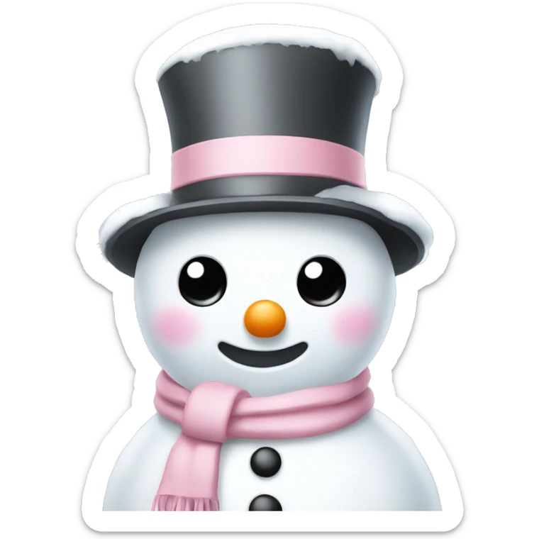 Cute white and light pink snowman sticker
