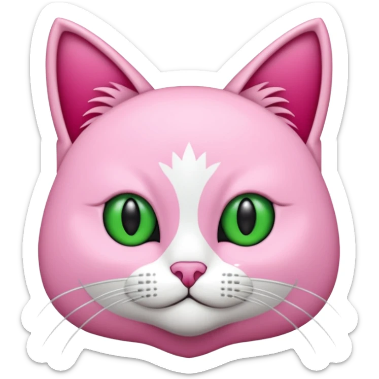 Bir siyah renkli kedi gözleri yeşil ve oturuyor boynunda pembe tasma vae sticker