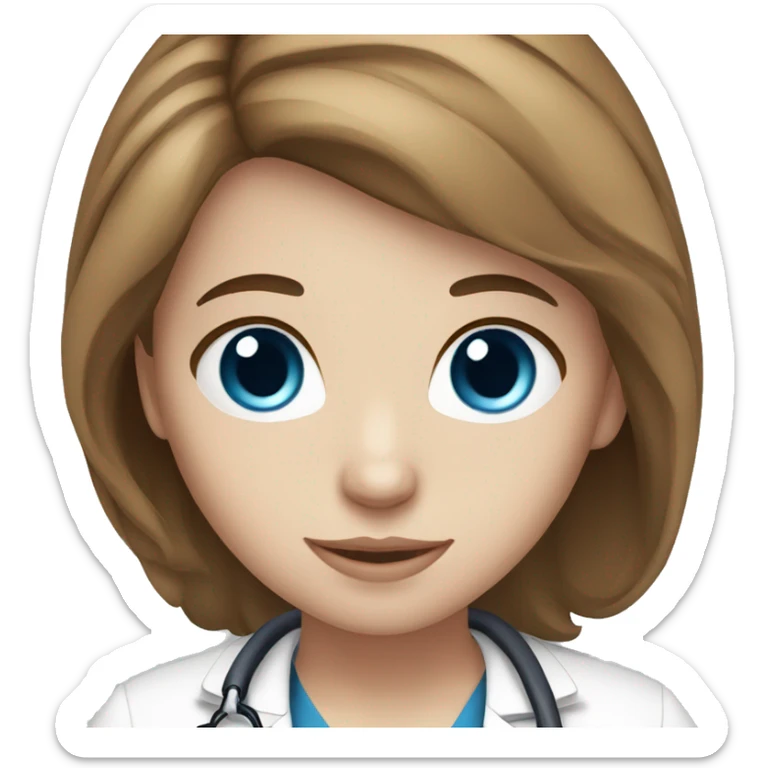 Girl white skin brown hair blue eyes doctor sticker