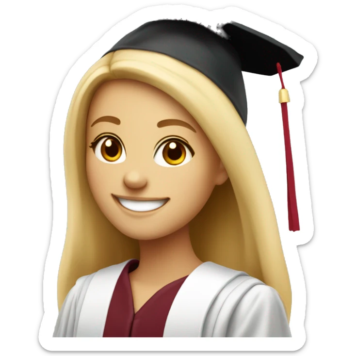 Blonde girl smiling wearing graduation cap with university of Chicago Loyola sticker