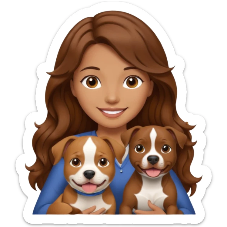 girl with long wavy hair and tan with a putbull in her hands sticker