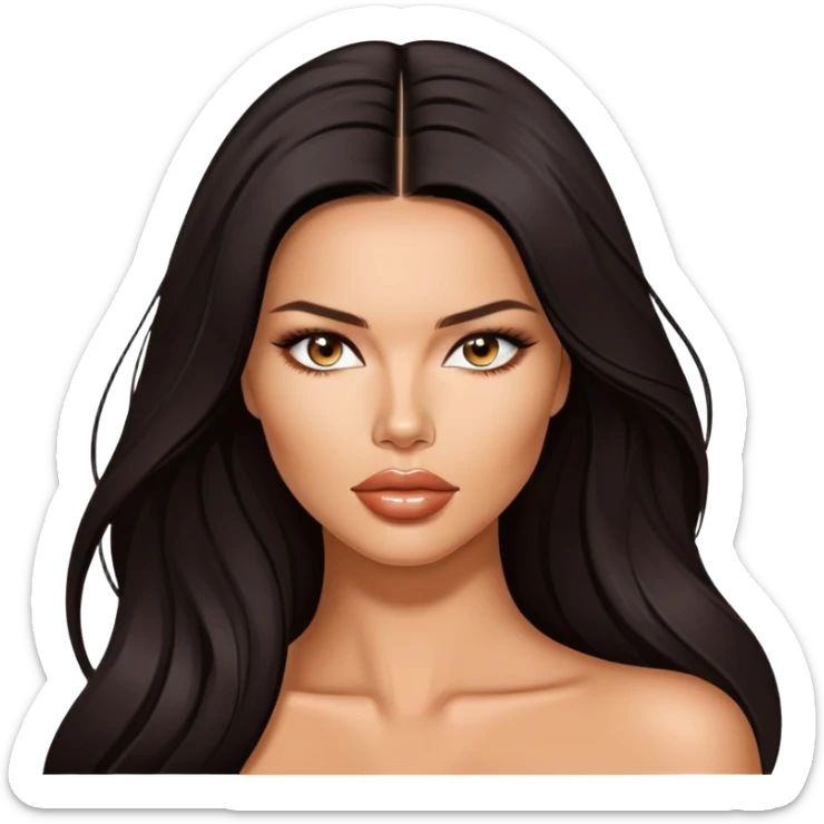 Adriana Lima, beautiful Brazilian supermodel with long dark hair and striking features sticker