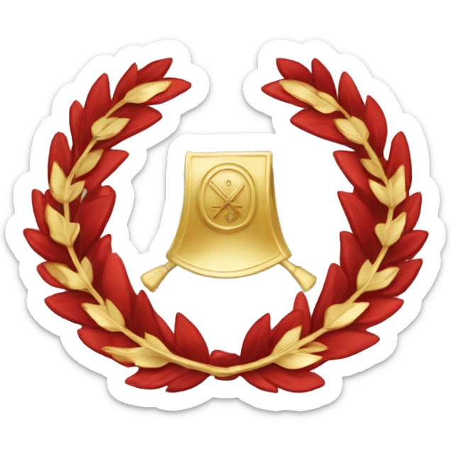 Red flag with a gold laurel wreath in the center and gold letters "SPQR" in the middle of the laurel wreath  sticker